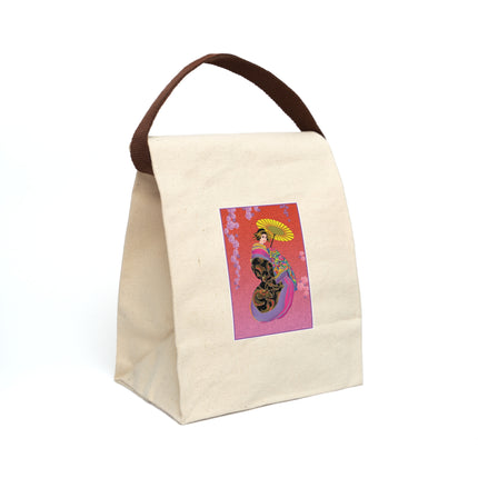 Enchanting Geisha Canvas Lunch Bag With Strap