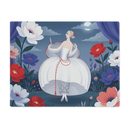 🌙🌺 The Moonlit Winter Bloom Placemat – Art Deco Floral Elegance