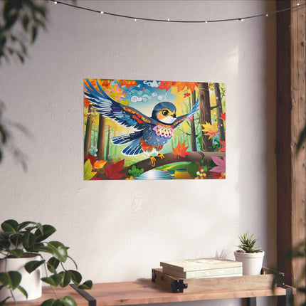 Baby Hawk Plays in Forest Fine Art Posters
