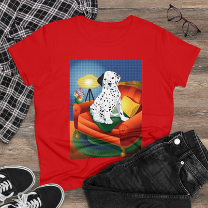 A Dalmatian's Cozy Corner Women's Midweight Cotton Tee