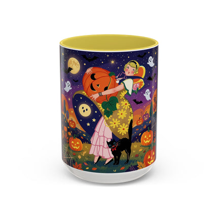 🎃🐈‍⬛ The Pumpkin Moon Embrace Colorful Mug – Whimsical Halloween Charm