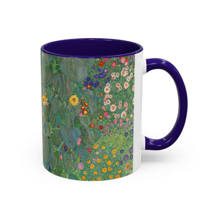 Farm Garden with Sunflowers by Gustav Klimt Colorful Mugs (11oz, 15oz)
