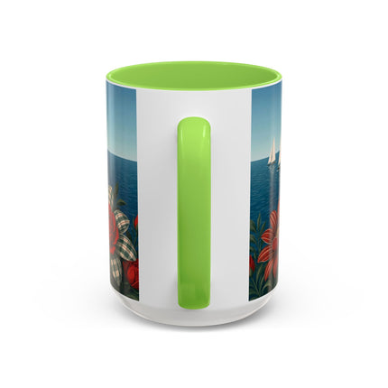 ⛵🌹 The Seaside Rose Traveler Colorful Mug – Art Deco Floral Elegance