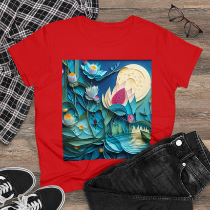 Ethereal Moonlit Lake Women's Midweight Cotton Tee