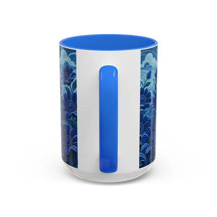 💙🌸 The Sapphire Wind Dancer Colorful Mug – Art Deco Floral Fantasy