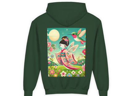 Geisha Fairy and the Hummingbird Blossom Youth Heavy Blend Hooded Sweatshirt