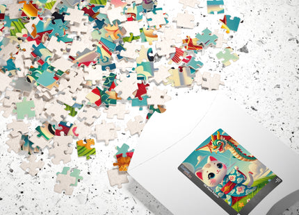 Geisha Kitten and the Dragon Kite Puzzle (110, 252, 520-piece)