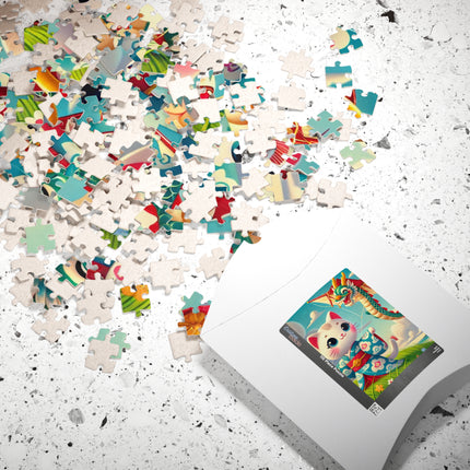 Geisha Kitten and the Dragon Kite Puzzle (110, 252, 520-piece)