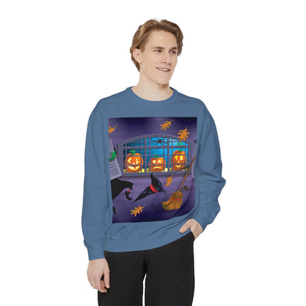 Whimsical Halloween Mischief Unisex Garment-Dyed Sweatshirt
