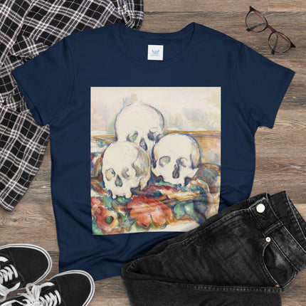 The Three Skulls by Paul Cézanne Women's Midweight Cotton Tee
