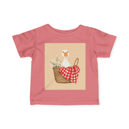 🦆🌼 The Little Daisy Basket Duckling Infant Fine Jersey Tee – Whimsical Woodland Charm
