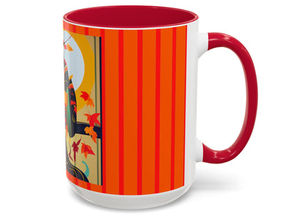 Black Cat in Kimono Colorful Mugs, 11oz