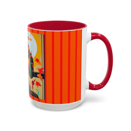 Black Cat in Kimono Colorful Mugs, 11oz