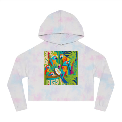 Colorful Macaws Women’s Cropped Hooded Sweatshirt