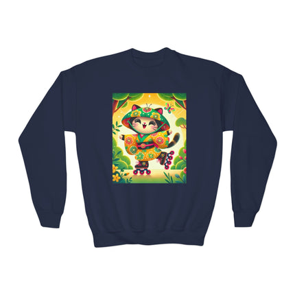 Firefly Dance on Wheels Youth Crewneck Sweatshirt – Motion, Magic & Playful Energy