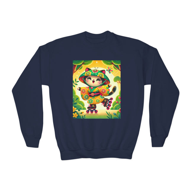 Firefly Dance on Wheels Youth Crewneck Sweatshirt – Motion, Magic & Playful Energy