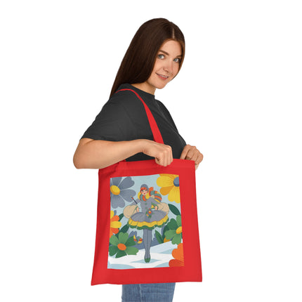 🌼❄️ The Winter Flower Wanderer Cotton Tote Bag – Colorful Winter Fantasy