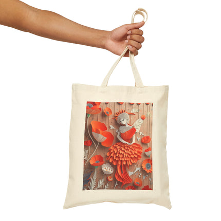 Poppy Fairy Cotton Canvas Tote Bag