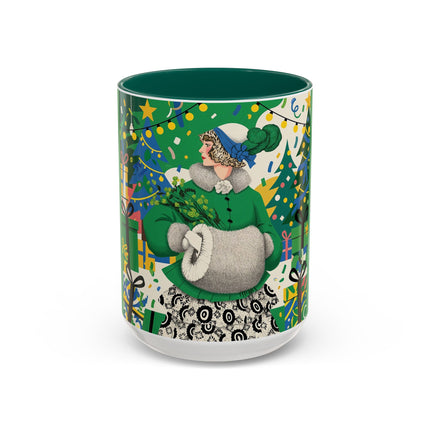 🍀🎄 The Emerald Holly Christmas Colorful Mug – Art Deco Holiday Elegance