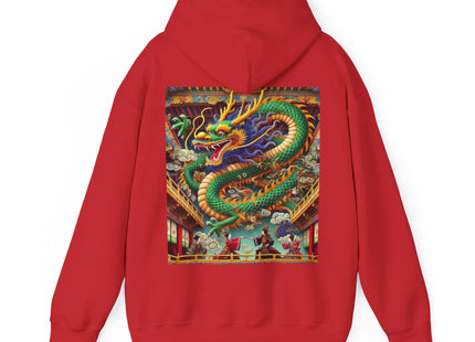 Tibetan Dragon Over Kabuki Duel – Heavy Blend™ Hooded Sweatshirt