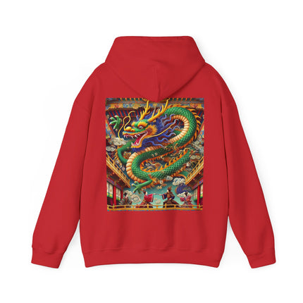 Tibetan Dragon Over Kabuki Duel – Heavy Blend™ Hooded Sweatshirt