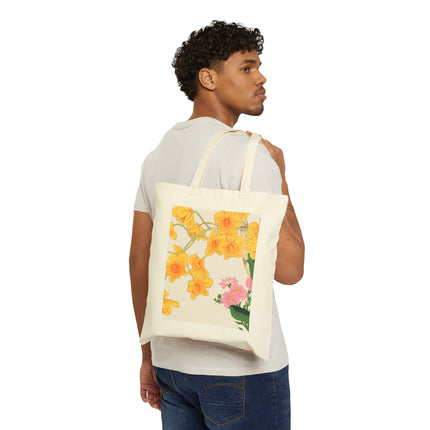 Golden Bow Orchid by Tanigami Kônan Cotton Canvas Tote Bag