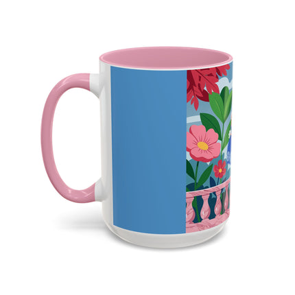 The Lady Of The Blossoming Terrace Colorful Mugs – Art Deco Floral Garden Elegance