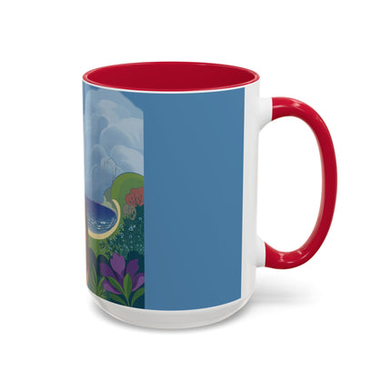 The Lady And The Sea Breeze Colorful Mugs – Art Deco Coastal Serenity
