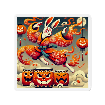 Jack-O’-Lantern Drums & The Kabuki Rabbit Die-Cut Magnets (4 Sizes)