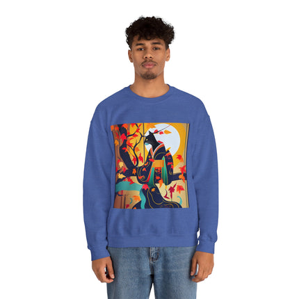 Black Cat in Kimono Unisex Heavy Blend™ Crewneck Sweatshirt