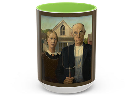 American Gothic by Grant Wood Colorful Mugs (11oz, 15oz)