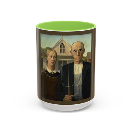 American Gothic by Grant Wood Colorful Mugs (11oz, 15oz)