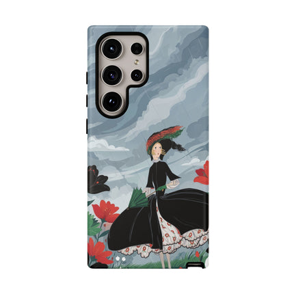 🌧️🌺 The Stormy Flower Walk Phone Case – Art Deco Floral Fashion