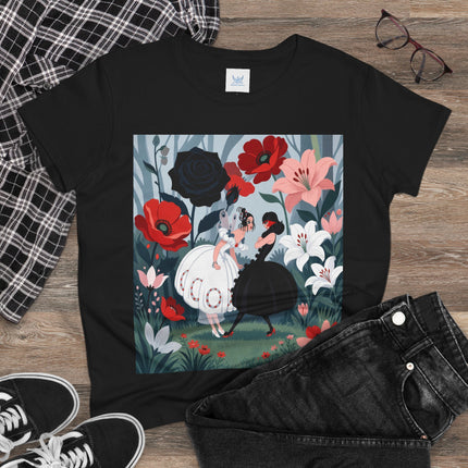 🌹🖤 The Midnight Rose Garden Cotton Tee – Art Deco Floral Fashion