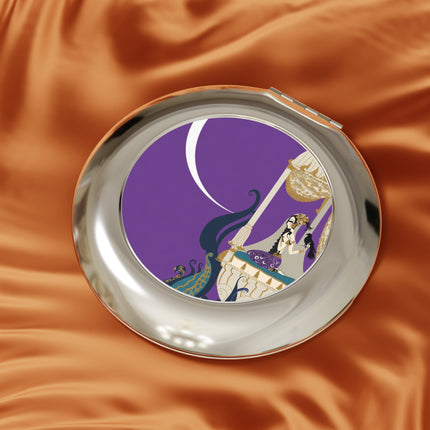 Moonlit Reverie Pavilion Compact Mirror – Art Deco Elegance & Mystical Serenity