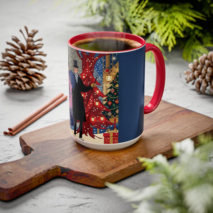 🎩🎄 Christmas Eve Promenade Colorful Mug – Art Deco Holiday Elegance
