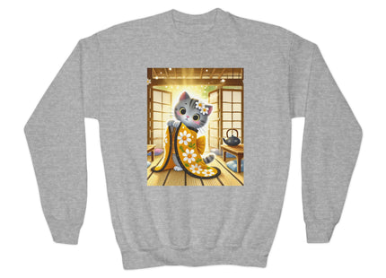 Playful Kitten in the Tea Room Youth Crewneck Sweatshirt