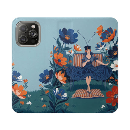 🌺🎩 The Lady Of The Grand Flower Garden Flip Case – Art Deco Floral Fantasy