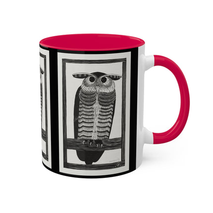 Horned Owl by Samuel Jessurun de Mesquita Colorful Mugs, 11oz