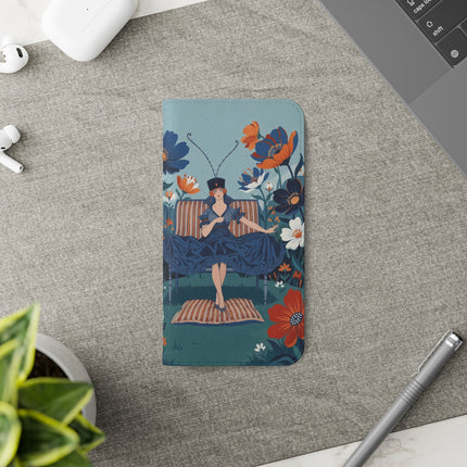 🌺🎩 The Lady Of The Grand Flower Garden Flip Case – Art Deco Floral Fantasy
