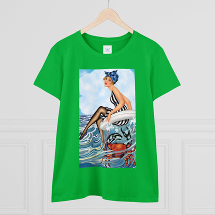 Playful Waves and Fashion Follies Women's Midweight Cotton Tee