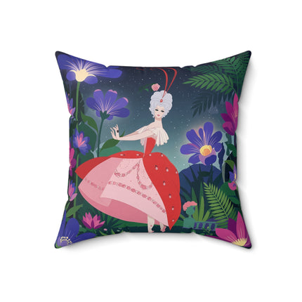 🌺✨ The Lady Of The Starlit Enchanted Garden Square Pillow – Art Deco Floral Fantasy