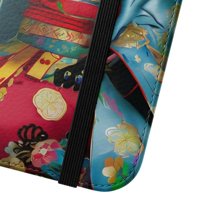 🌸✨ Cyberpunk Geisha Flip Case – Neon Elegance & Futuristic Grace