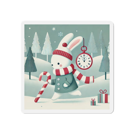 Candy Cane Timekeeper Bunny Die-Cut Magnets (5 Sizes)