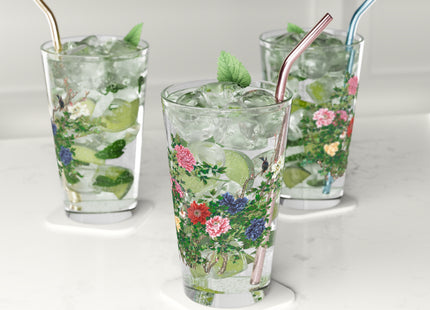 Peonies and Birds by Okamoto Shuki Glass, 16oz