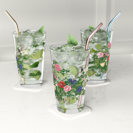 Peonies and Birds Glass, 16oz
