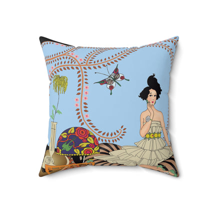 Minuit … ou l’appartement à la mode by George Barbier Spun Polyester Square Pillow