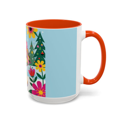 🌸🎄 Christmas In The Winter Garden Colorful Mug – Whimsical Holiday Fantasy