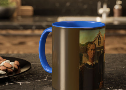 American Gothic by Grant Wood Colorful Mugs (11oz, 15oz)