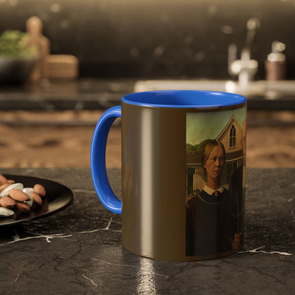 American Gothic by Grant Wood Colorful Mugs (11oz, 15oz)